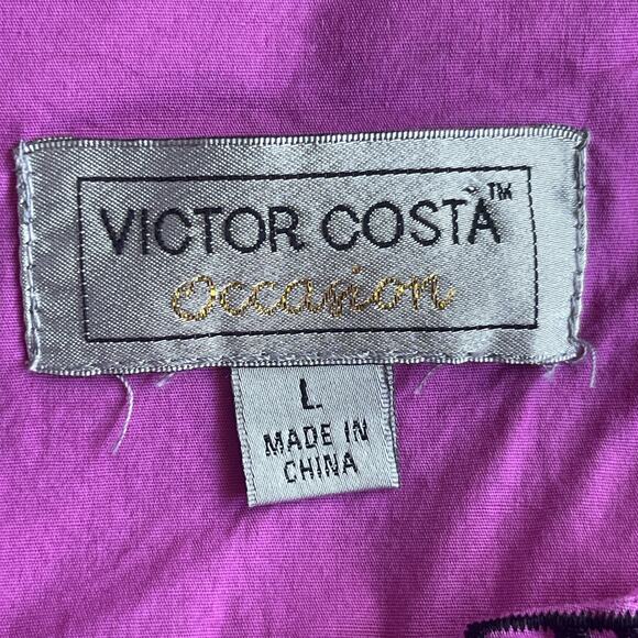 Victor Costa Occasion Tunic Womens Large Pink Black Embroidered Boho Top Shirt - Picture 4 of 9